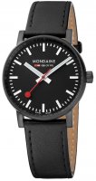 Mondaine - EVO2 30, Black IP Plating, Black Leather Strap Watch