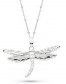 Kit Heath - Blossom Flyte, Sterling Silver - Rhodium Plated - White Topaz Dragonfly Necklace, Size 20" 90353WT 90353WT 90353WT 90353WT