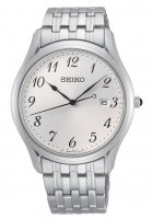 Seiko - Round White Dial Date Stainless Steel Watch - SUR299P1