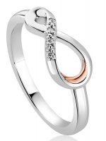 Clogau - Eternity, Diamond Set, Sterling Silver, 9ct Rose Gold Ring, Size P