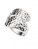 Gecko - Beginnings, Silver Hammered Finish Wrap Around Ring, Size N
