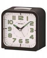 Seiko - Black and White Plastic Bell Alarm, Snooze and Light Alarm Clock