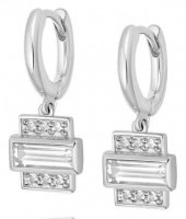 Daisy - White Topaz Set, Sterling Silver - Drop Earrings