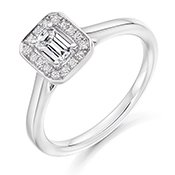 Guest and Philips - Platinum and Diamond Emerald Cut Cluster Ring Size M - ENG3383SMT
