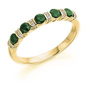 Gemex - Emerald 0.54ct Diamond 0.06ct Set, Yellow Gold - - 9ct Round Brilliant HET Ring