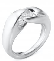 Georg Jensen - Reflect, Sterling Silver - L Link Ring, Size 56 200010920056