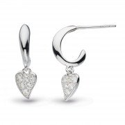 Kit Heath - Desire Precious, Sterling Silver White Topaz Heart Hoop Earrings 50506WT