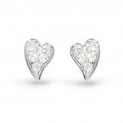 Kit Heath - Desire Cherish, Topaz Set, Rhodium Plated - Sterling Silver - Heart Stud Earrings 30505WT