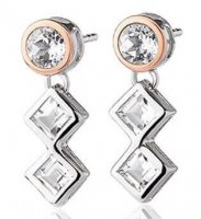 Clogau - Welsh Royalty Anniversary, White Topaz Set, Sterling Silver With 9ct Rose Gold Stud, Earrings