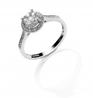 Lesley Donn - Diamonds Set, 18ct White Gold Halo Ring D.40ct, Size O