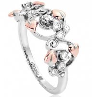 Clogau - White Topaz Set, Sterling Silver With 9ct Rose Gold Ring, Size O