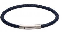 Unique - Leather - Stainless Steel - Bracelet, Size 19cm B444BLUE-19CM