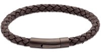 Unique - Leather - Stainless Steel - Matte Clasp Bracelet, Size 19cm B450SE-19CM