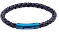 Unique - Leather - Stainless Steel - Bracelet, Size 21CM B451NV-21CM