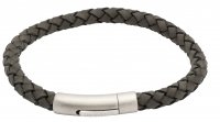 Unique - Leather - Stainless Steel - Leather Bracelet with Matte Clasp, Size 21cm