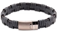 Unique - Leather - Stainless Steel - Bracelet, Size 21cm B456NV-21CM