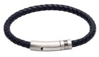Unique - Leather - Stainless Steel - Bracelet, Size 19cm B442NV-19CM