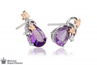 Clogau - Great Vine, Amethyst Set, White Gold - Rose Gold - Drop Earrings