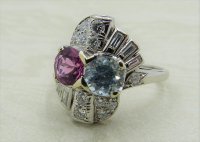 Antique Guest and Philips - 0.75ct Pink Tourmaline Set, Platinum - Cluster Ring R4511