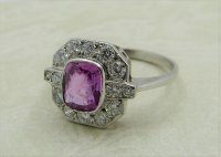 Antique Guest and Philips - 1.30ct Pink Sapphire Set, White Gold - Cluster Ring R4779