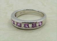 Antique Guest and Philips - 0.87ct Pink Sapphire Set, White Gold - Half Eternity Ring R4882
