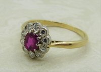 Antique Guest and Philips - 0.50ct Ruby Set, Yellow Gold - White Gold - Cluster Ring