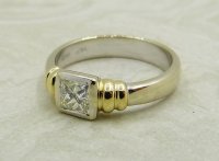 Antique Guest and Philips - Diamond Set, White Gold - Yellow Gold - Single Stone Ring R5091