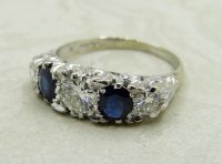 Antique Guest and Philips - Sapphire Set, White Gold - Five Stone Ring R5163