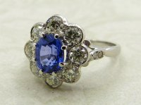 Antique Guest and Philips - Sapphire Set, Platinum - Cluster Ring R5083