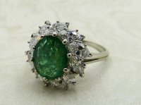 Antique Guest and Philips - Emerald Set, White Gold - Cluster Ring R5141