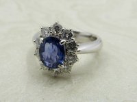 Antique Guest and Philips - Sapphire Set, Platinum - Cluster Ring R5188