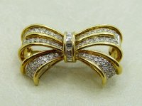 Antique Guest and Philips - Diamond Set, Yellow Gold - Bow Brooch BR636