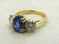 Antique Guest and Philips - Sapphire Set, Yellow Gold - White Gold - Three Stone Ring R5088