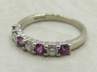 Antique Guest and Philips - Pink Sapphire Set, White Gold - Seven Stone Half Eternity Ring R5095