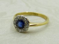 Antique Guest and Philips - Sapphire Set, Yellow Gold - White Gold - Cluster Ring R5184