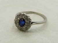 Antique Guest and Philips - Sapphire Set, Platinum - Cluster Ring R5202