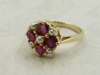 Antique Guest and Philips - Ruby Set, Yellow Gold - Cluster Ring R5209