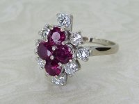Antique Guest and Philips - Ruby Set, White Gold - Cluster Ring R5271