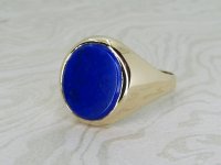 Antique Guest and Philips - Lapis Lazuli Set, Yellow Gold - Signet Ring R5298