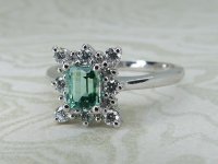 Antique Guest and Philips - Emerald Set, Platinum - Cluster Ring R5304