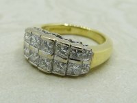 Antique Guest and Philips - Diamond Set, Yellow Gold - White Gold - Two Row Cluster Ring R5165