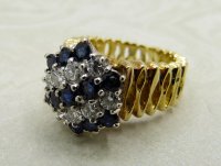 Antique Guest and Philips - Sapphire Set, Yellow Gold - White Gold - Cluster Ring R5173