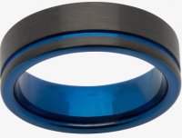 Unique - Tungsten - Black/Blue Ring, Size 7mm TUR-58-70