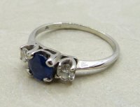 Antique Guest and Philips - Sapphire Set, White Gold - Three Stone Ring R5144