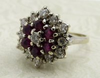 Antique Guest and Philips - Ruby Set, White Gold - Cluster Ring R5071
