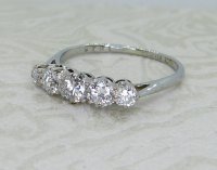 Antique Guest and Philips - Diamond Set, White Gold - Platinum - Five Stone Ring R5261