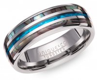 Unique - Abalone Set, Tungsten - Ring, Size 66 TUR-146-66