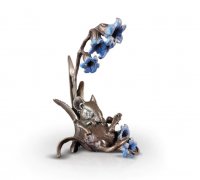 Richard Cooper - Mouse w Bluebells, Bronze Hand Painted Oenament 1174