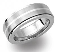 Unique - Stainless Steel/Tungsten - Sterling Silver - Ring, Size 60