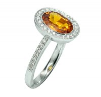 Guest and Philips - Orange Sapphire and Diamond Set, White Gold - Dress Ring - VT1171